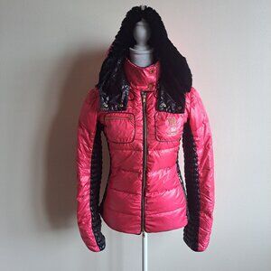 VDP Italian Women's Puffer Pink Black Jacket Coat Size 42